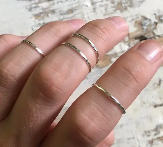Handmade set of sterling silver midi rings