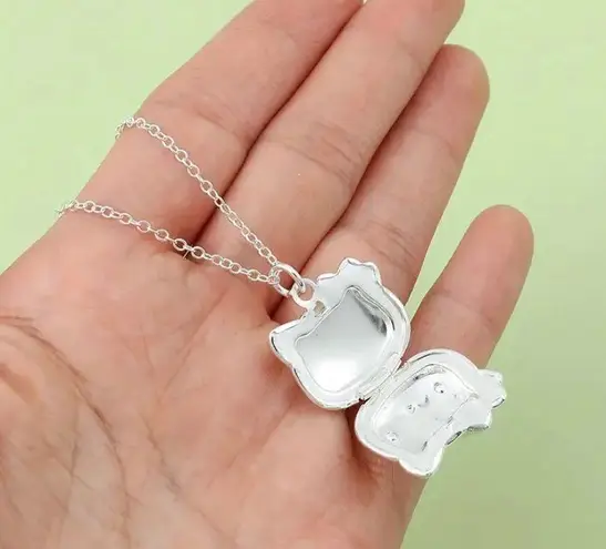 Sanrio Kawaii Hello Kitty Anime Crystal Photo Locket Pendant Necklaces