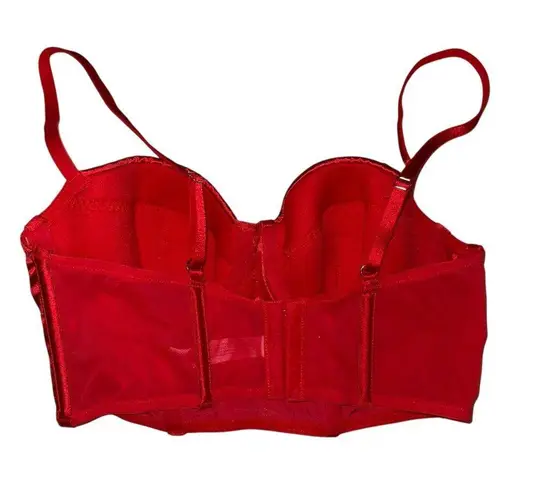 Auden Women's Red Satin Corset Crop Top Size S