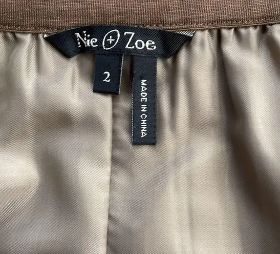 Nic+Zoe Faux Suede brown midi pleated skirt size 2 Excellent preowned