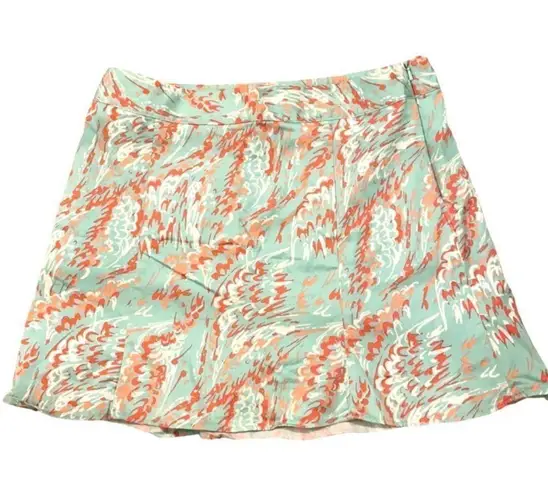 Lady Hagen  golf Skort w/ attached shorts, mint green orange print, women’s sz 10