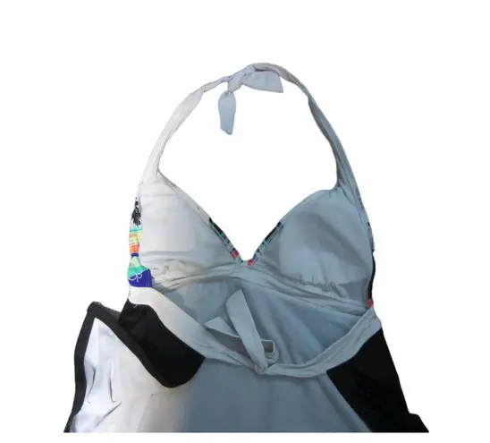 OP  White Black Padded Triangle Tropical Bikini Top Size XL 15-17