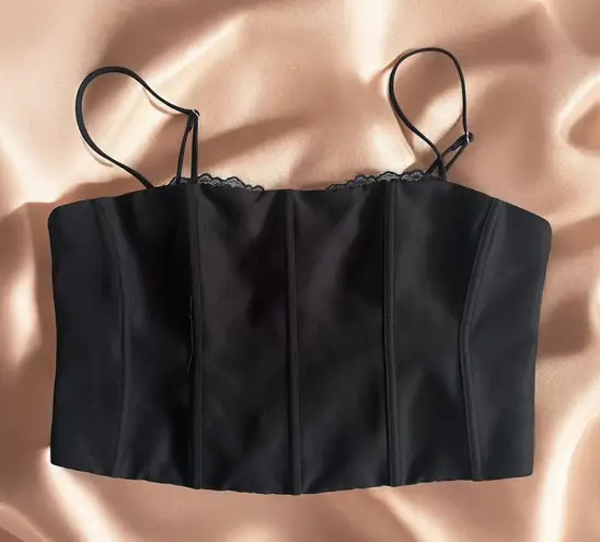 WHITE FOX Black Lace Trim Crop Tank Top Size XL