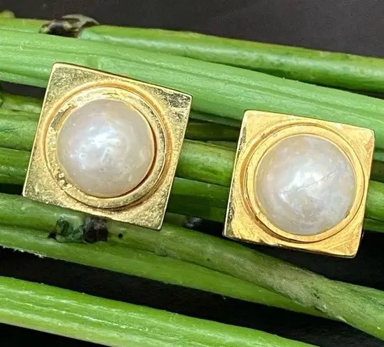 Vintage Signed LES BERNARD Designer Pearl Gold