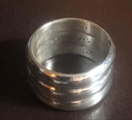 Sterling Silver Vintage TAXCO Concentric Circle Fluted Wide Band Ring