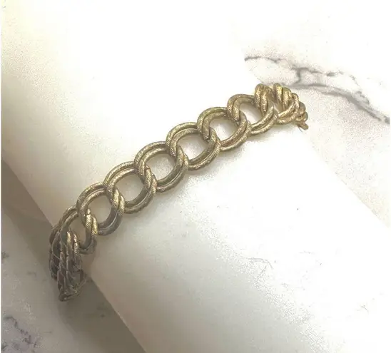 Monet  gold tone vintage link bracelet with safety chain