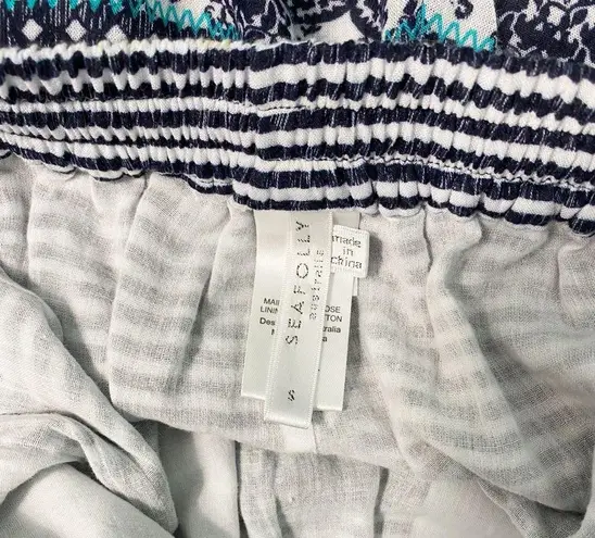 Seafolly Beach Shorts Blue and White Size S Coverup Shorts