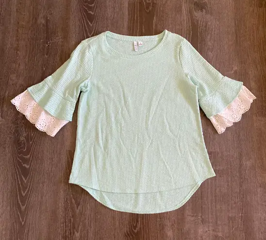 Elle 3/4 Ruffle Sleeve Blouse Top Size M