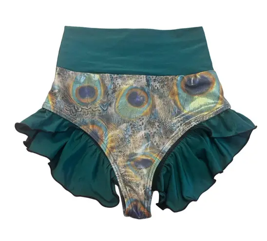 FABLES By BARRIE Custom Metallic Peacock Ruffled Festival Rave Party Bikini Sz S Green