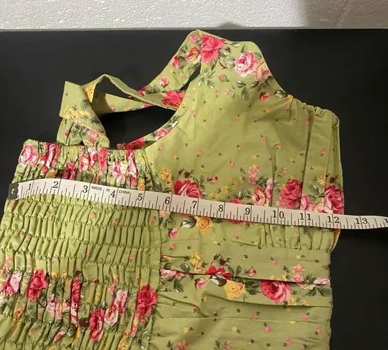 Voodoo Vixen Floral Olive Smocked Back Dress Size XS