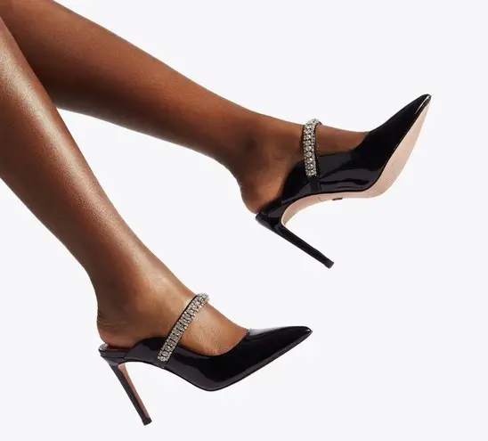 Kurt Geiger BLACK Duke Embellished High Heel Mules, Size EU 39 EXCELLENT!