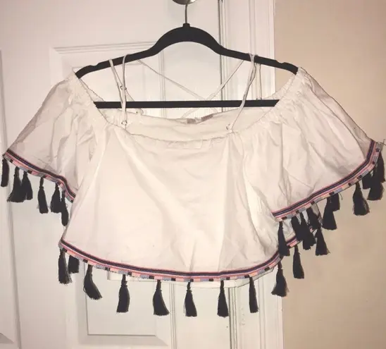 Gianni Bini Tassel Top White