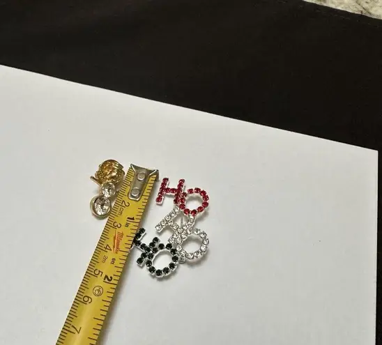 Lot Of 2 Brooch Pins Christmas Holiday Rhinestone Ho Ho Ho / Snowman