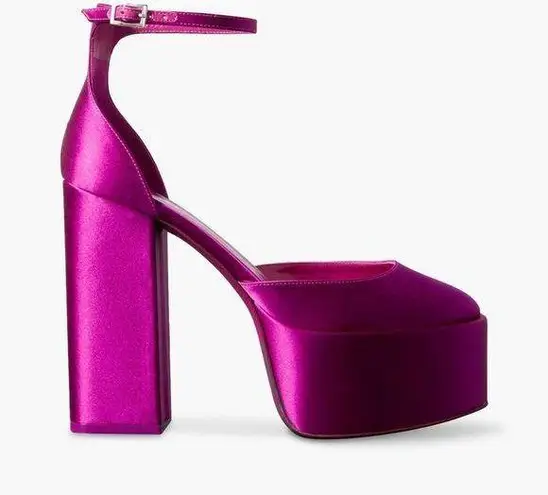 Paris Texas NEW NIB Dalilah Satin Platform Pumps In Fuchsia