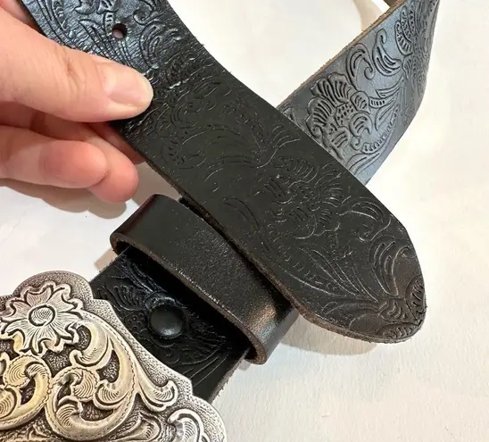 🆕 NWOT Belts.com Western Belt with Floral Engraved Buckle