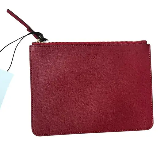 Lo & Sons NWT Large Saffiano Pouch Red Gold Hardware Clutch 9x6.5