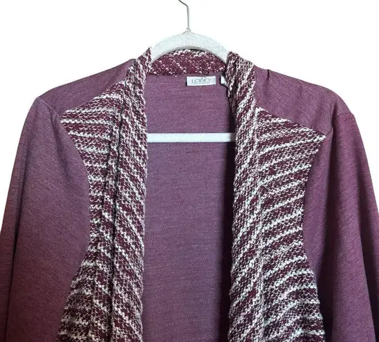 LOGO Lori Goldstein Cardigan Womens XL Multicolor Mixed Media Drape Open Sweater