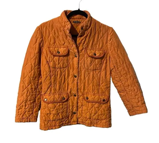 J. McLaughlin  Burnt Orange Quilted 100% Silk Snap Up Size Small Jacket.