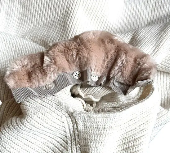 Adeam Cold Shoulder Turtleneck Sweater with Faux Fur Trim size M Size M