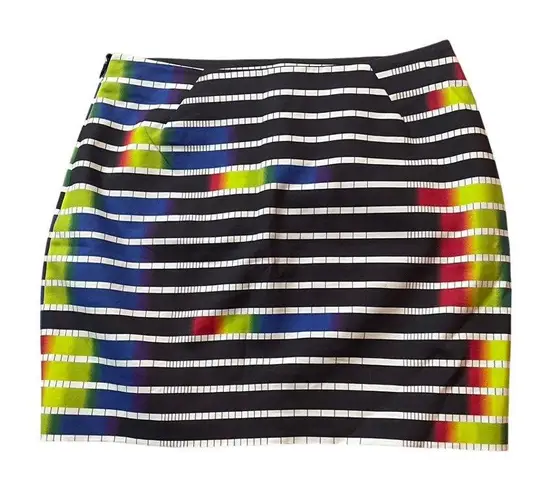KATE SPADE SATURDAY Multicolored 4 Small Striped Mini Pencil Skirt Side Zip Black