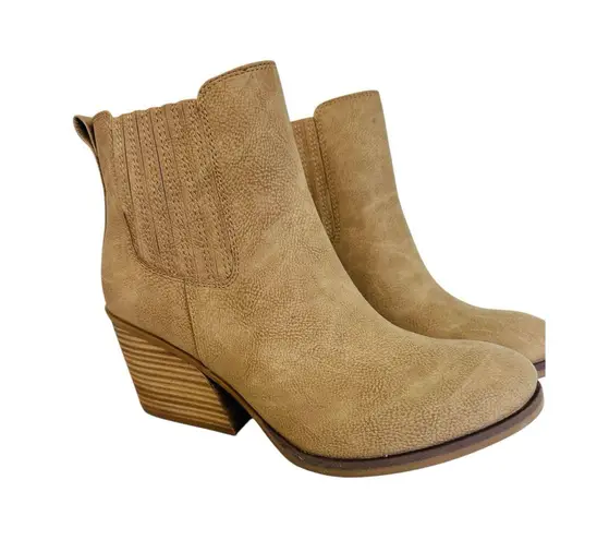Kork-Ease Korks Hadley Natural Nubuck Chunky Block Heel Booties Womens Size 9M NWB