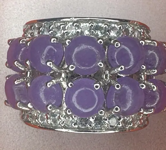 Purple Lavender Jade Sterling Silver 925 Band Ring Size 6