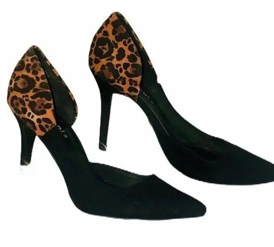 Divided  leopard print back pumps