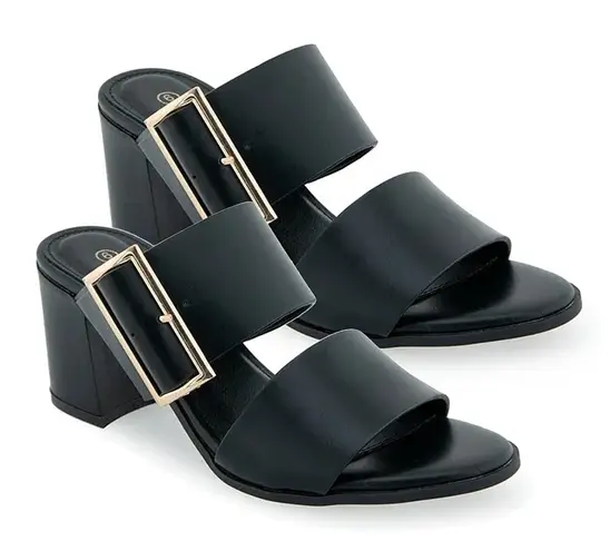 Olivia & Kate Black Francesa Buckle Heeled Sandal