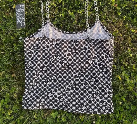 NWT Checkered Floral Tank Black