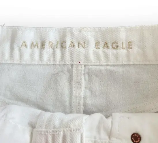 American Eagle  White Ripped Distressed High Waisted 90s Boyfriend Jean Shorts 8