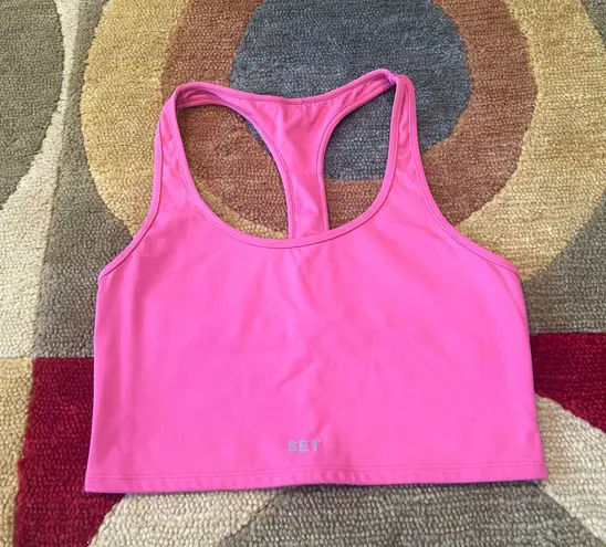 SET active Pink Racerback Athletic Workout Yoga Crop Top Size Medium