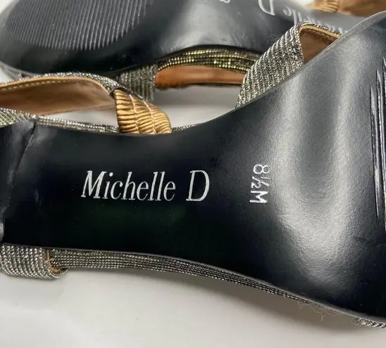 Michelle D Strappy Peep Toe Shiny Slingback Heels Size 8.5