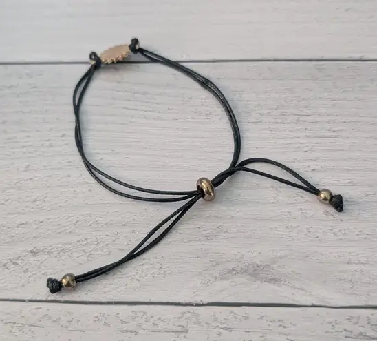 Black Adjustable Bracelet with Sunflower Charm