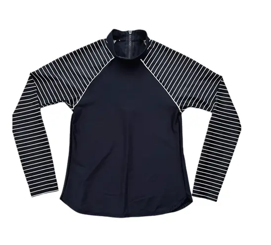 All In Motion Rash Guard, Mock Neck, Long Sleeve. Black w/ White Stripes. Size M