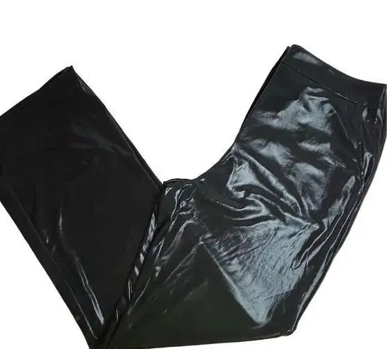 Sincerely Jules Women's Shiny Black Pants Size Large Straight Leg Casual