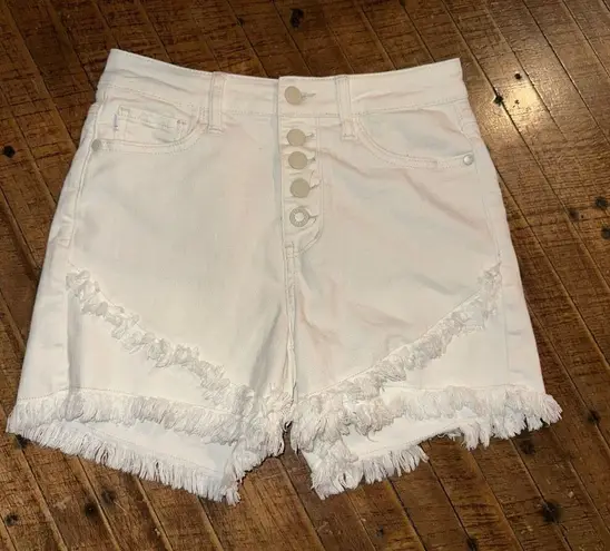 Judy Blue distressed white cutoff overlap raw hem S shorts