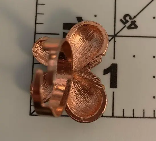 Gold/Rose Gold Rhinestone Butterfly Ring // Adjustable Band // Chunky, Large