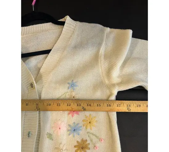 Handmade Unbranded Cottage Cream embroidery Cardigan Vintage Handmande
