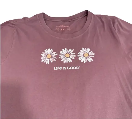 Life is Good  Dusty Purple Floral Short Sleeve Crew Neck Crusher Tee XXL 2X