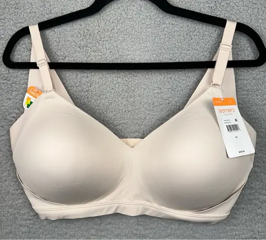 Warners Bra Womens XL Beige No Side Effects Back Smoothing Wireless T