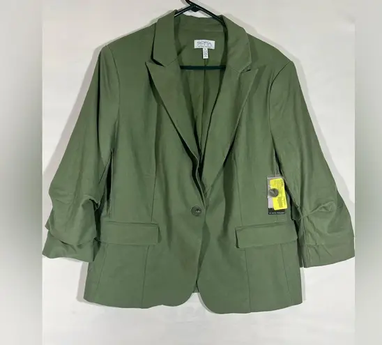 SOFIA JEANS SOFIA VERGARA LINEN BLEND BLAZER W/SRUNCH SLEEVE WOMENS XL GREEN NEW Size undefined