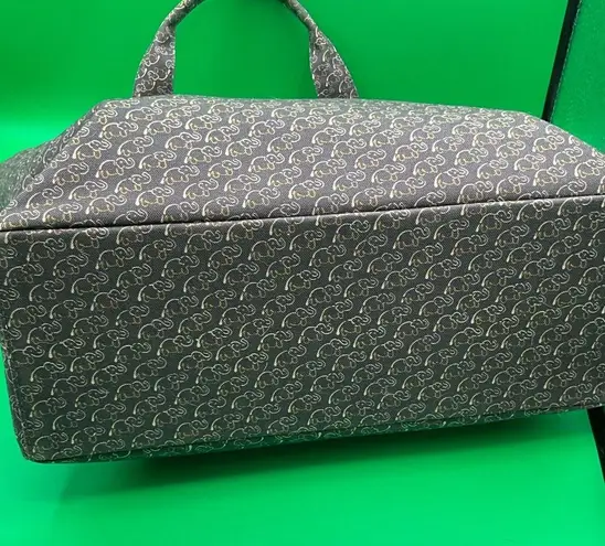 A Very Rare Jim Thompson Elephant Print Beautiful Zip Large Tote Bag A Rare NWT Gray