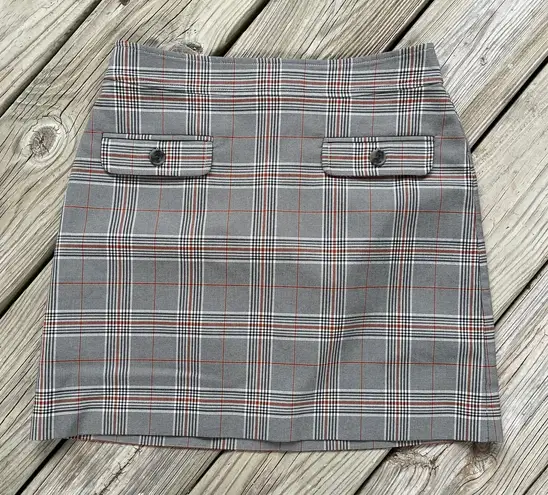 LOFT Outlet Women's Grey Plaid Schoolgirl Preppy Academia Mini Skirt Size 2P Gray
