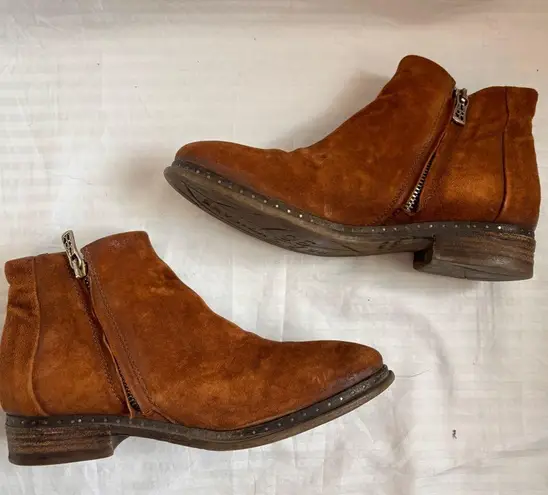 A.S.98 Brown Leather Metallic Boot Size 37 EU 7 US Moto Western Steampunk