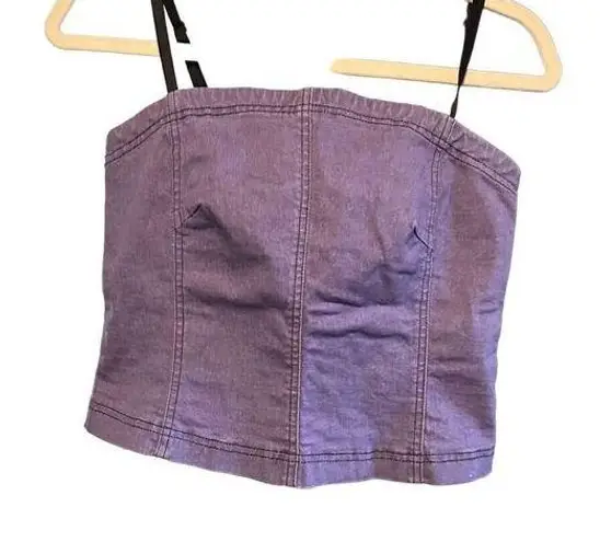 Newport News Jeanology Women’s Purple Denim crop Top Sz 6 vintage