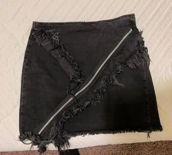 Black Ripped Denim Skirt Size M