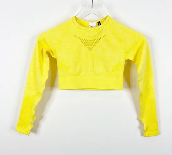 AYBL NWT Motion Long Sleeve Cut Out Crop Top XS Yellow