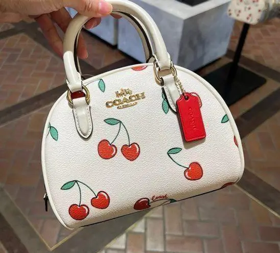 Coach  Sydney Satchel With Heart Cherry Print CF421