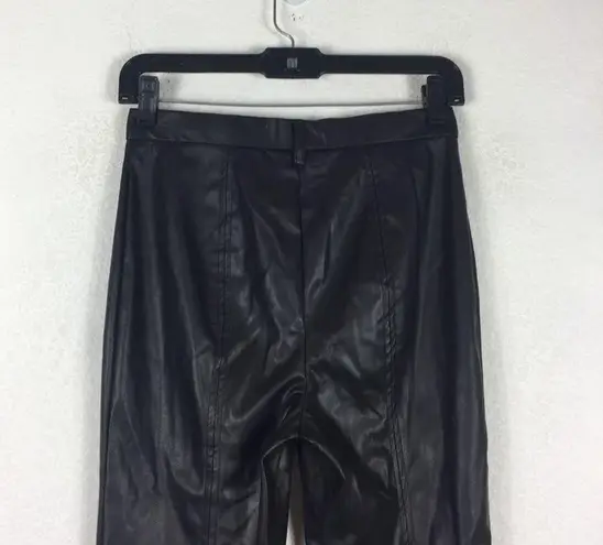 Jason Wu Black Vegan Leather Split Hem Trouser Pants Small