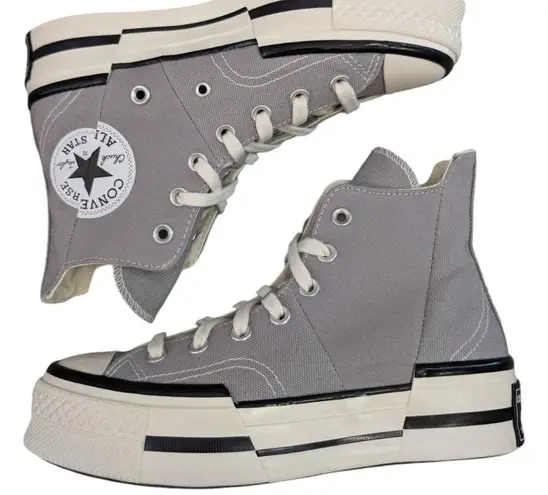 Converse Chuck 70 Plus Totally Neutral Egret Black Platform Sneaker Womens 8.5